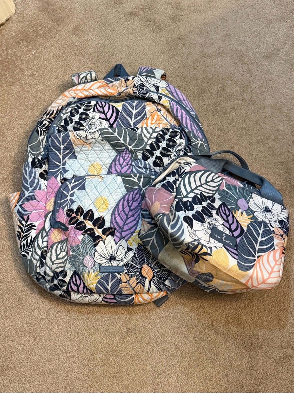 Vera Bradley Floral Quilted Backpack and Lunch Bag - Multi Floral